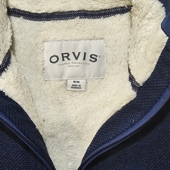 Orvis Men's Fleece Sherpa Lined Quarter Zip Pullover Sweater Size M - Picture 3 of 11